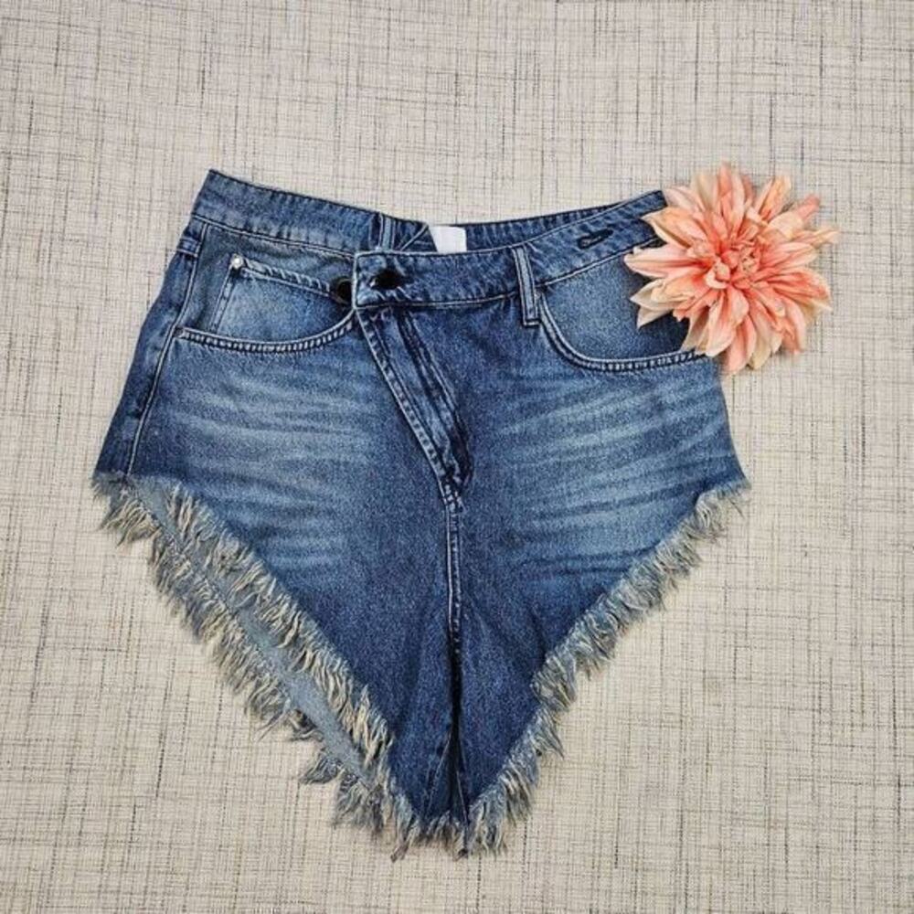 NGHTBRD V's True‎ Blue Asymmetrical High Rise Shorts Size 26
